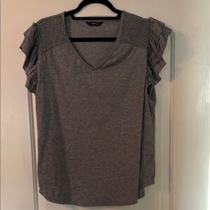 Apt. 9 Gray Ruffled Cap Sleeve Blouse